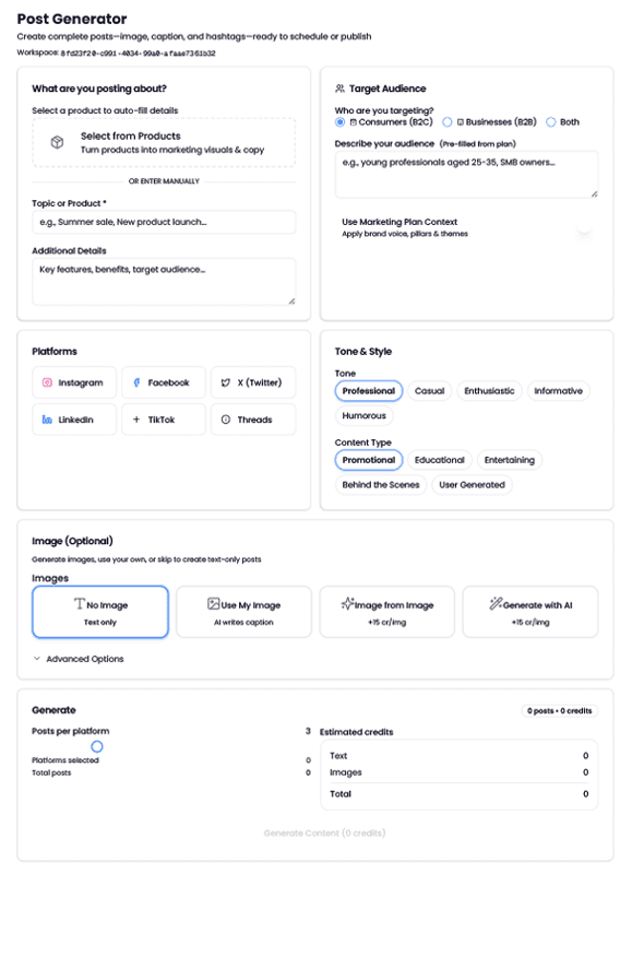 Content generator interface