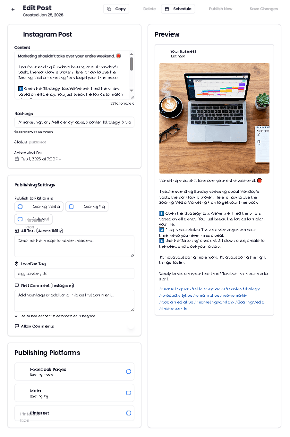 Post editor interface